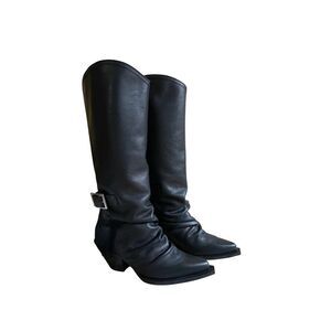 ZARA Black Leather Western boots